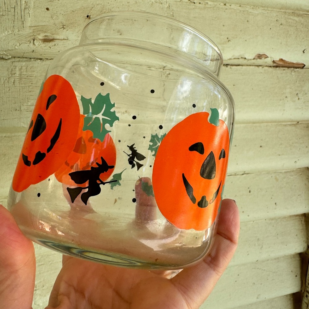 1990 Halloween vintage glass jar